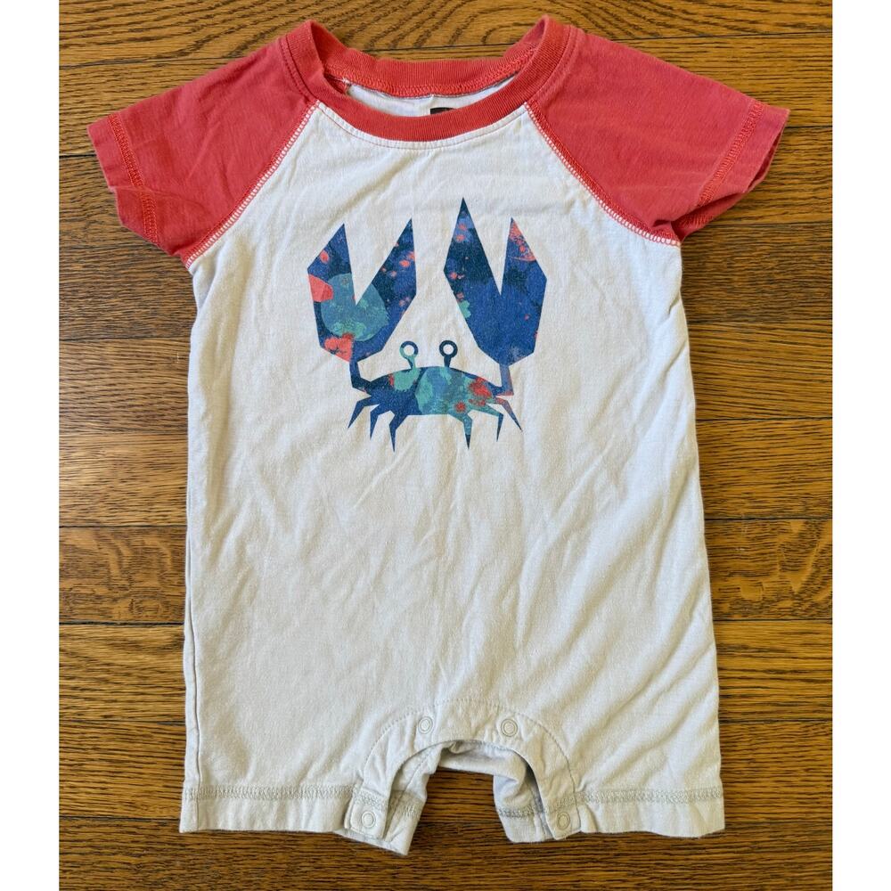 Tea Collection Boys' Crab Summer Romper Size 6-9m